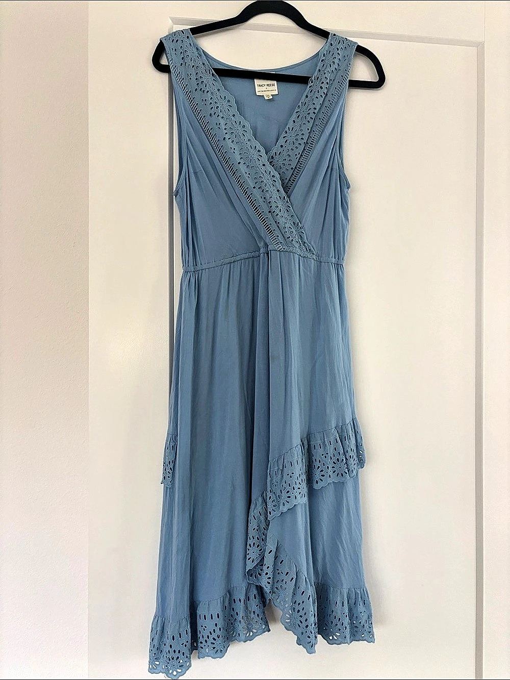 Tracy Reese Blue Lace Midi Dress Size Medium Like New